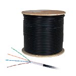 Rola 305 ml cablu U/UTP Cat.5e, 4x2xAWG24/1, PE, de exterior, negru HSEKU424E3, SCHRACK