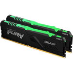 Memorie Kingston FURY Beast RGB, 16GB DDR4, 3000MHz CL15, Dual Channel Kit