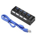 USB Hub Techstar® HB4, 3.0 High Speed, 4 Port USB 3.0, Buton On/Off, Conexiune USB 3.0 de mare viteza, USB, Techstar