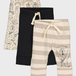 GAP, Set de pantaloni din bumbac organic - 3 perechi, Maro nisip/Negru, 50 CM