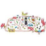Circuit auto si feroviar (125 piese), BIGJIGS Toys, 2-3 ani +, BIGJIGS Toys