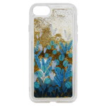 Carcasa iPhone SE 2020 / 8 / 7 Lemontti Liquid Sand Blue Flowers, Lemontti