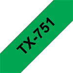 Banda laminata TX-751 24mm 15m pentru imprimante Brother P-touch Negru pe Verde