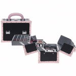 Set paleta machiaj tip geanta cosmetice Treffina, 24 x 15,5 x 18,5 cm, trusa produse cosmetice, roz, Treffina
