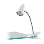 Lampa birou, EGLO, GU10-LED, 1x3W, 200 lm, 3000K, lumina calda, otel cromat, alb, 32.5 x 12 cm, IP20