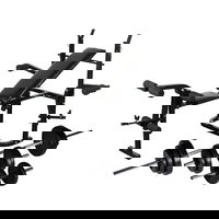 Banca fitness cu rastel greutati vidaXL, set haltere/gantere, 30,5 kg