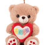 Jucarie de plus - Ursulet maro cu inimoare rosii | Amek Toys, Amek Toys