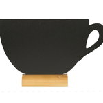 Tabla de scris Securit Silhouette Cup 21,3x33,5x6cm, baza de lemn, marker creta inclus, negru