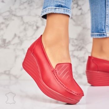 Mocasini dama Piele Naturala Rosii Zula A4550, Botinelli