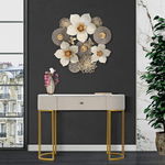 Consola Montpellier, Fier Lemn Fibre sintetice, Crem Auriu Alb, 75x100x40 cm, Mauro Ferretti