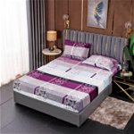 Husa de pat cu elastic cocolino + 2 Fete de Perna, Purple Royal, 