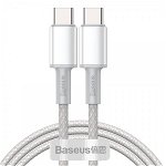 Cablu Baseus High Density CATGD-02, USB Type-C - USB Type-C, Fast Charging 100W, 1m, impletitura nylon (Alb)