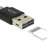 Cititor de carduri Micro USB OTG + USB 2.0-A, Delock 91735