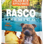 RASCO Premium Recompensă pentru câini, Piele de vacă, formă Os, cu Pui 80g, Rasco