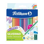 Creioane colorate Pelikan Silverino, set 12 culori, triunghiulare