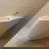 Gossi bideu rotund pe pardoseala, ceramica calitate superioara, alb, Gossi