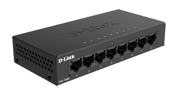 D-Link Switch DGS-108GL, 8 porturi Gigabit, Capacity 16Gbps, desktop, faramanagement, metal, negru, fara ventilator, D-link Green Technology., D-Link