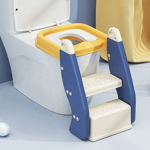 Reductor pentru toaleta cu scarita Little Mom Soft Pad Yellow Blue, Little Mom