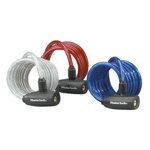 Set x3 antifurt Master Lock cablu spiralat cu cheie 1.80m X 8mm - diverse culori, MasterLock