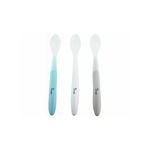 Set tacamuri copii BO Jungle, 3 lingurite moi din silicon, Albastru