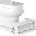 Scaun inaltator pentru toaleta Ellenge, lemn/plastic, alb, 43 X 17,5 X 28 cm