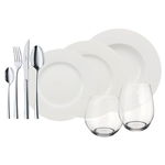 Set de masa 36 piese, Villeroy & Boch, Wonderful World 4 Friends, portelan, sticla cristal, inox