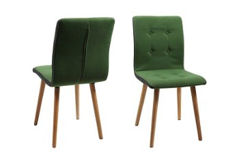 Set 2 scaune din lemn tapitate Frida Green