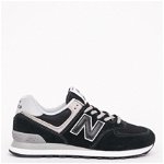 New Balance, Pantofi sport de piele intoarsa cu insertie de plasa 574, Negru, 8