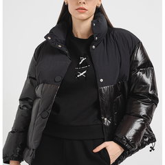 ARMANI EXCHANGE, Geaca cu aspect matlasat si capsa, Negru, M