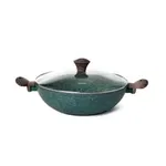 Tigaie wok Fissman-Malachite, aluminiu, 30x9 cm, verde/maro, Fissman
