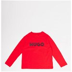 HUGO, Bluza cu imprimeu logo, Rosu/Negru