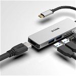 D-Link DUB-M530 5-in-1 USB-C Hub with HDMI and SD/microSD card reader, DUB-M530,1* USB-C connector with USB cable 11.5 cm, 1* HDMI Port, 2* USB Type-APort (USB 3.0), 1* SD card slot, 1* microSD card slot, Weight: 42g.