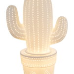 Veioza portelan alba mata cactus, 1 bec, dulie E14, Globo 22804, Globo Lighting