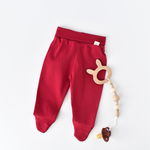 Pantaloni cu Botosei, 100% Bumbac organic, Rosu, BabyCosy, 3-6 luni