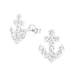 Cercei argint, Ancora cu cristale Swarovski White, A4S32812-1