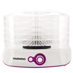 Deshidrator de alimente Daewoo DD450W, 500 W, 5 tavi, ventilator integrat, Alb/Violet, Daewoo