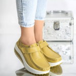Pantofi cu platforma tiffany galben piele naturala, OEM