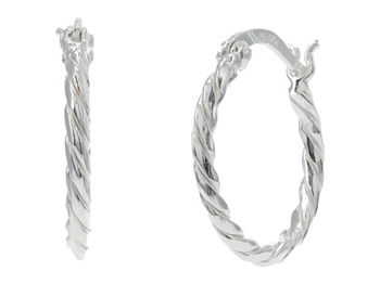 Bijuterii Femei Argento Vivo 17 mm Smooth Twisted Hoop Earrings Silver, Argento Vivo