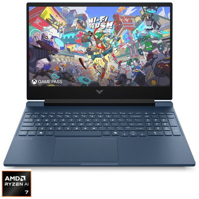 Laptop Gaming HP Victus 15-fb3031nn, AMD Ryzen AI 7 350 pana la 5GHz, 15.6" Full HD, 24GB, SSD 1TB, NVIDIA GeForce RTX 5060 8GB, FreeDos, bleumarin