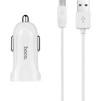 Incarcator Auto HOCO Z2A, 2 x USB + cablu MicroUSB, Alb, Hoco