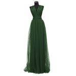 Rochie versatila lunga cu tulle pentru domnisoare de onoare, verde inchis - ACD105