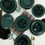 Set de cină din ceramică, Verde inchis, 26 cm, Keramika