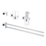 Set 3 accesorii baie Grohe Essentials Cube Master 4-in-1 crom, Grohe