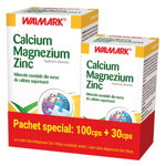 Pachet Calciu, Magneziu, Zinc, 100 + 30 tablete, Walmark