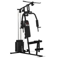 HOMCOM Statiune fitness cu greutati de 45kg pentru antrenament profesional la tine acasa, din otel, 135x103x210cm, Negru | Aosom Romania, HOMCOM