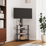 vidaXL Suport TV de colț cu 4 niveluri pentru 32-70 inchi, negru, vidaXL
