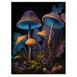 Tablou grup ciuperci neon inteligenta artificiala albastru, mov, portocaliu 1067 - Material produs:: Poster pe hartie FARA RAMA, Dimensiunea:: A1 59,4x84,1 cm, 
