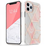 Husa Spate Upzz Tech Marble 2 Pentru iPhone 12 / iPhone 12 Pro ,roz