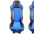 Set huse scaune camion compatibile DAF XF 95, XF 105, LF 45, LF 55, CF, 1997-2012, piele ecologica cu catifea, negru cu albastru, Deluxe