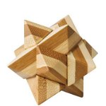 Joc logic iq din lemn bambus star, cutie metal, Fridolin